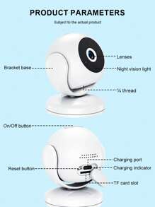 Reletech [Surveillance sans fil intelligente] Caméra de sécurité domestique à rotation 360° Détection de mouvement humain + alarme de zone Batterie à grande capacité + stockage sur carte TF Connexion point d'accès WiFi Prise en charge de l'enregistrement en boucle