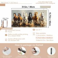 1/2pcs/Set Modern Galloping Horse Oil Painting Art , For Living Rooms And Bedrooms, Animals, Vintage, Warm Color Dynamic Galloping Horse Painting, Perfect For Modern Home Decor, Bedroom Wall Decor Modern Wall Art Realistic Steed Depiction, Posters, Wall Art, Room Decoration Stuff ,Wall Art With Frame - Multicolor - View 15