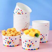 10/24pcs Disposable Ice Cream Cups, Disposable Birthday Party Supplies, Ice Cream Cups, Cake Cups, Ice Cream Paper Bowls, Popcorn Cups, Suitable For Parties, Gatherings, Birthdays, Picnics - Multicolor - View 3