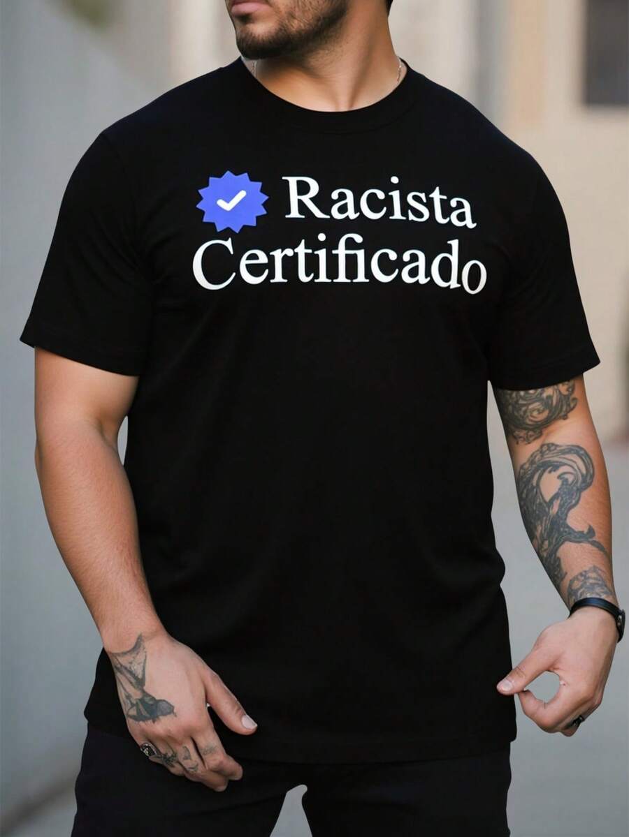 Playera Camiseta Normal Racista Certificado Frente y Espalda Unisex