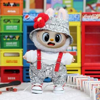 17CM娃娃背带裤套装，可拆卸衣服（仅衣服），派对服装（不含鞋子）