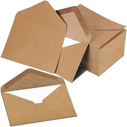 25pcs/Pack Kraft Paper Envelopes (DIN C6-164*112mm/105*70mm), Suitable For Letters, Cards, Invitations, Birthday Cards Etc., Retro Minimalist Style Kraft Paper Envelopes, Western-Style Triangle Flap Self-Adhesive Greeting Card Envelope Back To School