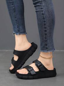 2025 Punk Adjustable Buckle Basic Casual Comfortable Slip-On Sandals, European & American Style