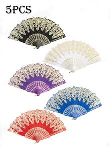 Classic Retro Women Handheld Tasseled Folding Fan, Suitable For Keeping Cool In Summer And Decorating For Parties, Dances, Weddings, Can Also Be Given As Holiday Gifts - Multicolor - View 20