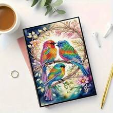 1 Set 5D DIY Diamond Painting Notebook, Small Bird Theme Patterns, Diamond Painting Notebook Kit, Suitable For Handmade Creative Gift - Multicolor - View 12