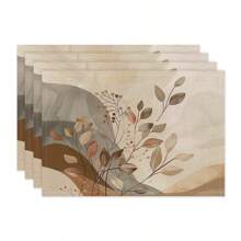 1pc/4pcs/6pcs Everyday Decor Placemats, Floral Leaf Linen Placemats, Stain Resistant Placemats, Suitable For Home, Dining Room And Restaurant, Tabletop Decoration, Home Goods