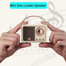 Retro Bluetooth Speaker, Vintage Wireless Speaker With Crystal Clear Stereo Sound And Deep Bass, Portable Small Speaker For Home Decor, Bedroom, Office, Outdoor, Perfect Birthday, Christmas, Father's Day, Mother's Day Gifts For Women, Men, Teens, Kids (Beige) - Pink - View 5