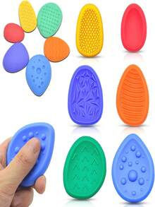 6 PIEZAS Piedras de preocupación sensoriales: Juguetes blandos y texturizados para adolescentes - Aliviadores de estrés calmantes para ansiedad y estudiantes, juguetes sensoriales, juguetes para hacer girar - multicolor - Ver 2