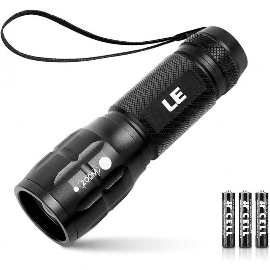 Lighting Ever LED Flashlights High Lumens, Small Flashlight, Zoomable, Waterproof, Adjustable Brightness Flash Light For Outdoor, Emergency, AAA Batteries Included, Tactical & Camping Accessories - Black - View 1