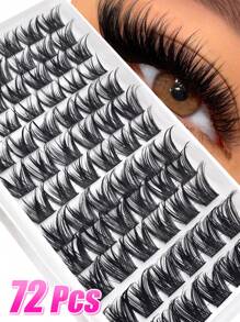 Juego de extensiones de pestañas DIY con 1216 piezas/440 piezas/392 piezas/384 piezas/120 piezas/72 piezas de mechones de pestañas individuales en forma de D de colores variados, de 9-18 mm de ancho, de aspecto natural, denso, resistente al agua y súper ligero. Para uso en casa o en movimiento para la vida diaria, fiestas, viajes, festivales de música y el Día de la Madre.