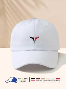 1 pièce Casquette de baseball unisexe avec imprimé minimaliste de tête de taureau, chapeau de soleil, chapeau de sport décontracté pour homme et femme, adapté aux déplacements quotidiens