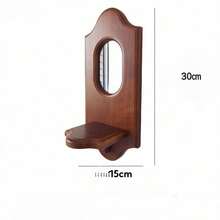 Espejo colgante de madera sólida vintage, soporte antiguo para velas aromáticas, estantería de pared para decoración del hogar, cafetería y sala de estar - Multicolor - Ver 13
