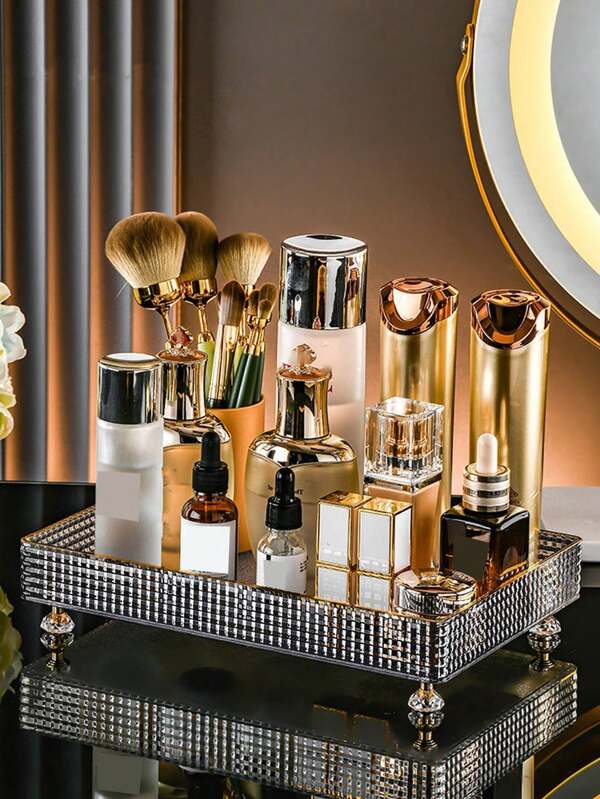 Luxury Bathroom Vanity Storage Rack, Organizer Tray For Cosmetics, Toiletries On Vanity Countertop