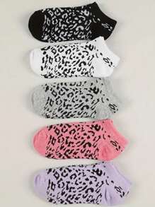 10 Pairs Leopard Print Women Invisible Socks, Breathable Sports Casual Socks, Suitable For All Seasons