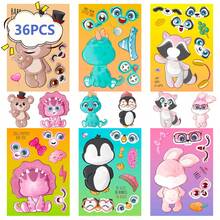 6/12/36pcs DIY Stickers, Can Be Assembled Into Various Cute Animals, Diverse Styles, Fun And Suitable For Parties, Arts And Crafts, Holidays, Birthday Gifts, Mother's Day Gifts, Graduation Gifts, School Supplies, Back To School Season And More - Multicolor - View 5