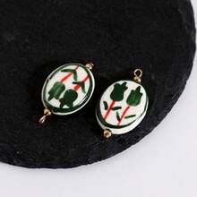 2pcs Double-Sided Handpainted Tulip Ceramic Pendant, Ceramic Decor Accessory, DIY Creative Necklace Earring Keychain Components - Multicolor - View 13