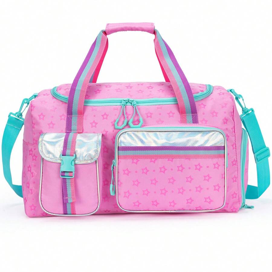 1 件旅行行李袋女孩周末旅行袋女孩礼物过夜袋手提包健身房过夜袋舞蹈袋带鞋隔层旅行袋书包，书包，书包学校，书包旅行袋