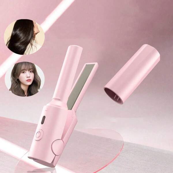 1pc Portable Hair Straightener & Curler, Mini USB-Powered Curler, Multi-Function Straightener With Curling Iron, Straight & Curly Hair Styling, Home/Outdoor/Travel (Requires Power Source), Includes USB Cable
