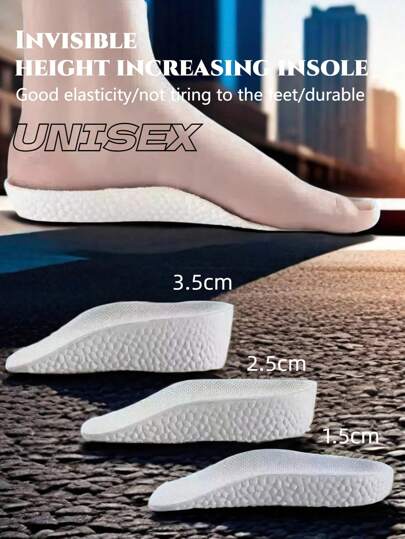 1pair Invisible Shoe Insoles|Flexible & Trimmable Height Boost|For Sneakers/Boots|Unisex Comfort Cushion|1.5/2.5/3.5cm Adjustable