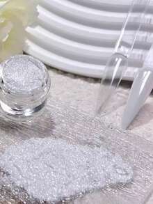 1 瓶 0.5 克白色镀铬指甲粉超光泽清晰镜面效果光滑珍珠闪光颜料白冰透明月光粉 - 白色 - 查看 3