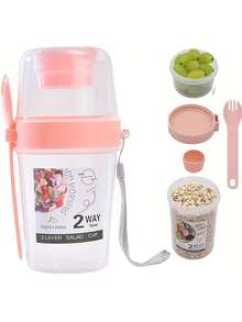 1 szt. Kubek na sałatkę śniadaniową w słoiku typu Mason z pokrywką, przenośny kubek na przekąski owocowo-warzywne, kubek na jogurt z widelcem, odpowiedni na święta Bożego Narodzenia, śniadanie, sałatkę, owsiankę nocną, smoothie, dip i sos (z widelcem, do lunchu), pojemnik na owoce i warzywa