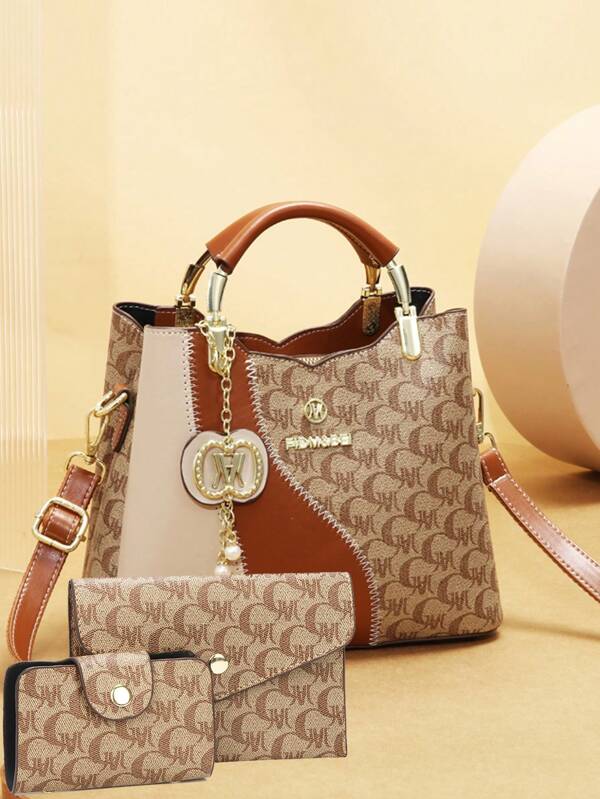 New Fashionable And High-End Three Pieces Set Of Mother And Daughter Bags With Print Women's Handbag