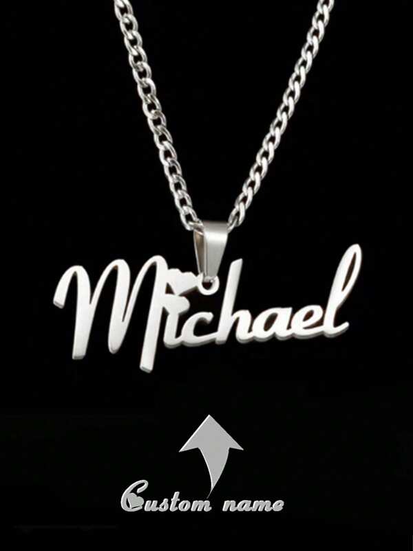 1pc Personalized Custom Name Necklace For Men Women Stainless Steel Neck Accessories Accessories 3MM Cuban Chain Necklace (Custom Only In English) Autumn And Winter Fashion, Retro, Simple, Soccer Mom, Casual, Old Money Customization, Personalized, Unique, Christmas Gift For Him/Her, Family, Friends, Anniversary, Birthday, Daily Wear, Prom, Mother's Day, Father Valentine's Day, Graduation, Wedding, Christmas