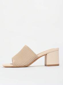 女士时尚高跟凉鞋、派对/晚装鞋、中跟凉鞋、中跟拖鞋、粗跟凉鞋、粗跟拖鞋 - 杏色 - 查看 7