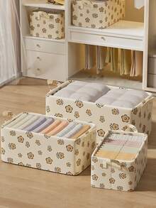 Fabric Cute Bear Steel Frame Storage Box, Foldable Drawer Type Organizer Box For Wardrobe, Home Use Clothing Storage,Storage Orangizer,Travel Essential - Multicolor - View 3