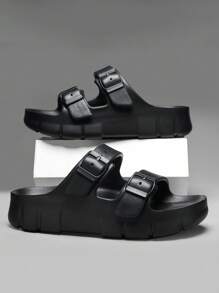 2025 Punk Adjustable Buckle Basic Casual Comfortable Slip-On Sandals, European & American Style