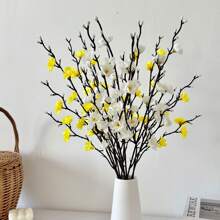 2/4/8Pcs Artificial Flowers Pink Plum Blossom 21.7'' Fake Winter Sweet Long Stem Plastic Flowers Home Hotel Office Wedding Party Garden Decor, Valentine Day, Gift Gifts Birthday Graduation Artificial Plant