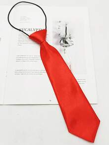 1pc Children's Elastic Tie, Korean Style Solid Color Necktie For School Uniform, Preschool, Student, Boys & Girls, Back To School