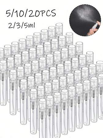 5/10/20 piezas Botella de spray recargable portátil de perfume, Spray de perfume recargable mini, Recipiente de almacenamiento de esencia cosmética, Botella de spray de perfume, Caja de pulverizador de perfume, Spray de perfume mini de bolsillo, Herramienta de dispensador de perfume recargable (2ML/3ML/5ML)