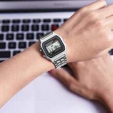 Mini Vintage Retro Premium Digital Watch For Men And Women Silver Rose Unisex Line - 銀黑色 - 查看 5