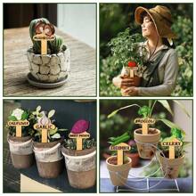 Set de 15 piezas de etiquetas de plantas de madera - 15 estilos, adecuadas para marcar plantas en macetas, reutilizables, perfectas para interior/exterior, idea de regalo única