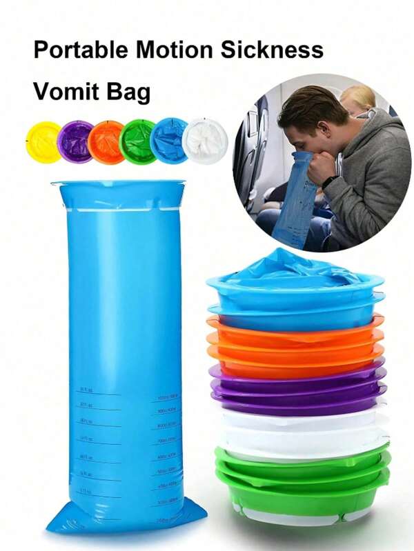 3pcs Leak-Proof Portable Vomit Bags - Comfortable Travel Sickness Bags, Made Of Lightweight PE Material With Foldable Design, Suitable For Morning Sickness, Car Vomiting, Odor Eliminating Bags - Durable For Adults And Pregnant Women, For Emergency And Outdoor Use, Travel Vomit Bags - Essential For Home Cleaning