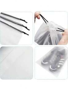 50 Pack Clear Waterproof Shoe Bags For Travel (15.7"X11.8"/40x30cm) - Reusable Drawstring Shoe Organizers For Suitcase, Gym, Vacation - Travel Essentials For Women & Men - Multicolor - View 9