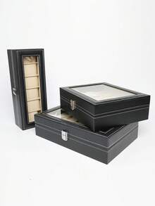 1pc High-End Watch & Jewelry Box, 2/3/6/10/12 Slots Display Storage Case With Window