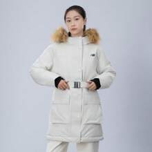 New Balance Chaqueta de mujer para deportes al aire libre, casual, cortavientos, cálida y cómoda con cuello de piel