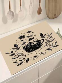 1 Stück saugfähige Abtropfmatte, Kaffeemaschinen Matte, handgefertigte Kaffekanne Abtropfmatte mit Vintage Blumenmuster, Küchenarbeitsplatten Abtropfmatte, Frühstücksmatte, hitzebeständig rutschfeste Rückseite Abtropfmatte, Diatomeenerde Abtropfmatte, die Flecken verbirgt, super saugfähige Küchen Abtropfmatte, einfach zu reinigende Geschirrablage Matte. Geeignet für Küche, Esstisch, Cafés, Bars, Feiertage, Partys, Heimdekoration und Geschenke.
