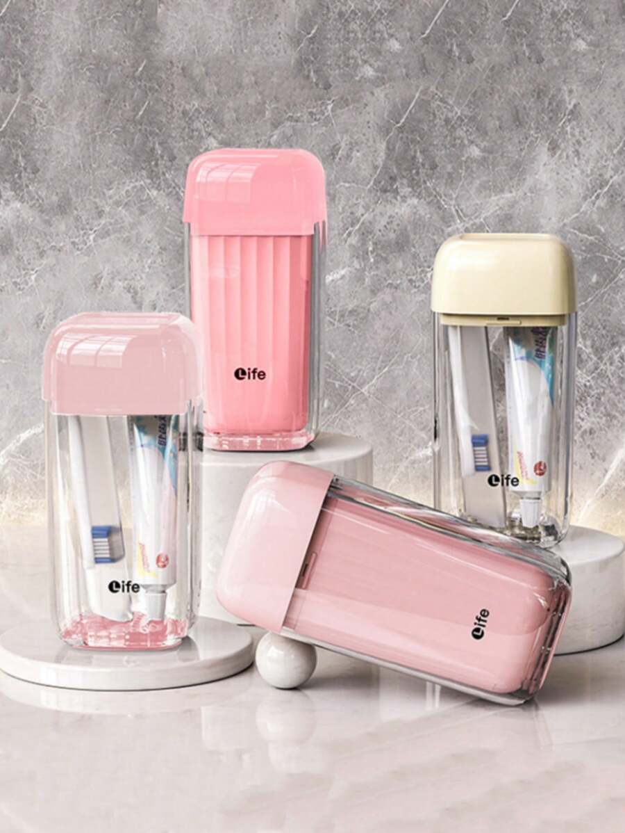 Travel Toiletry Set: 1 Rinsing Cup, 2 Collapsible Toothbrushes, 3 Cute Stickers - Portable Folding Toothbrush Travel Kit, Lightweight, Convenient, Durable For Daily Use, Outdoor Travel Back To School