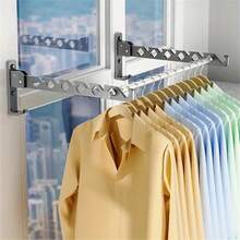 可调节角度壁挂式晾衣架，可折叠大容量金属衣架和干衣机收纳架，晾衣架 - 彩色 - 查看 4