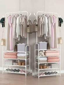 1 pieza Organizador de armario portátil multiusos, aproximadamente 24 pulgadas de ancho, incluye perchero, estantería para zapatos, estantes de almacenamiento, móvil, fácil de ensamblar/desarmar, adecuado para sala de estar, dormitorio, oficina en casa, regalo perfecto para Navidad, fiestas