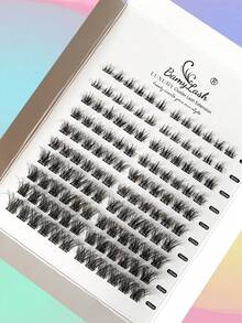 BamyLash 1 Box Natural Light Wispy Cluster Lash Kit Cluster DIY Lash Extension,Fluffy Soft 3D Individual Lashes With Bond Seal Remover And Applicator - màu đen - Xem 6
