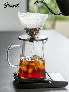shoxil 1件玻璃咖啡壶，手冲咖啡壶，手冲透明分享壶咖啡机，家用大容量茶壶水壶，咖啡配件