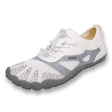 Unisex Barefoot Water Shoes - Non-Slip, Durable, Striped Design, Great For Beach, Sports, Walking, Hiking And Running | Breathable Mesh Upper And Rubber Sole | Lace-Up Closure