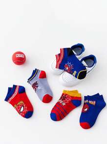 Disney 5 Pairs Kids Spider-Man Marvel Breathable Thin Ankle Socks