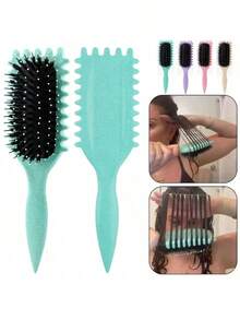 卷发梳 – 波浪边顺发梳，可定型卷发，软垫设计，减少毛躁和断裂，男女皆可获得明显的顺滑效果