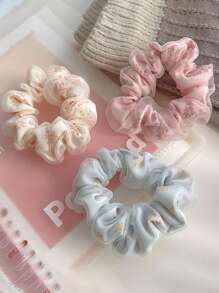 3 pièces Chouchous de cheveux en style français, à double couche délicate en mesh, doux et élégants, accessoires de cheveux polyvalents, élastiques à cheveux