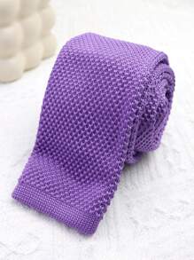 1 Stück elegante lila gestrickte Krawatte, geeignet für Lässig, Streetwear und den täglichen Gebrauch